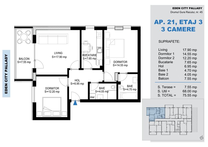 Titan, 3 camere aproape de facilitati, zona linistita.